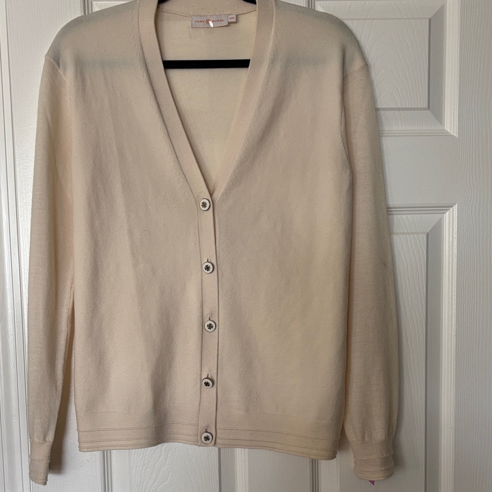 TORY BURCH Elegant Cream Cardigan Sweater